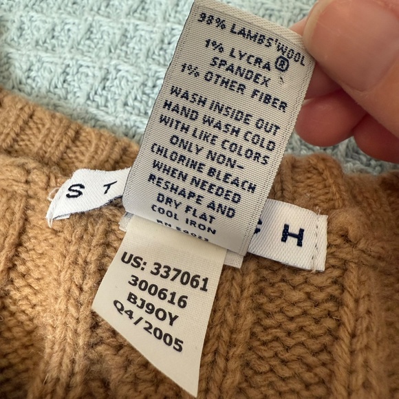 Vintage Gap Factory Wool Cable Knit Sweater Womens XL Brown Tan Y2K 2005 Stretch - Picture 4 of 8